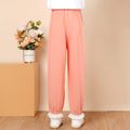 Kid Girl Schiffy Design Cuff Elasticized Solid Color Pants Pink
