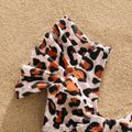 Family Matching Leopard Swim Trunks Shorts and Ruffle-sleeve V Neck Knot Bikini Set Swimwear ColorBlock image 4
