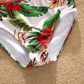 Family Matching All Over Tropical Plants Print Swim Trunks Shorts and Spaghetti Strap Ruffle Two-Piece Bikini Set Swimsuit Red