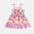 Care Bears Toddler Girl Allover Print Ruffle Bowknot Design Pink Tank Dress pink