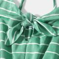 Stripe Bow Decor Long Tank Jumpsuits for Mommy and Me Green/White
