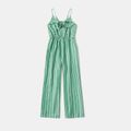 Stripe Bow Decor Long Tank Jumpsuits for Mommy and Me Green/White image 2
