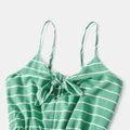 Stripe Bow Decor Long Tank Jumpsuits for Mommy and Me Green/White image 3