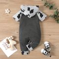 Easter Baby Boy Rabbit and Letter Print Short-sleeve Hooded Jumpsuit Black