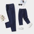 Blue Distressed Jeans Straight Fit Denim Pants for Mom and Me DENIMBLUE