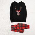 Christmas Deer and Letter Print Plaid Family Matching Pajamas Sets (Flame Resistant) Color block