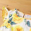 Kid Girl Floral fly sleeve top and pants Suits Yellow