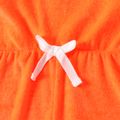 Baby Girl Fluorescent Colored Sleeveless Spaghetti Strap Terrycloth Romper Orange