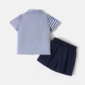 PAW Patrol 2pcs Toddler Boy Striped Pocket Design Lapel Collar Shirt and Elasticized 100% Cotton Shorts Set Grey image 2