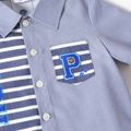 PAW Patrol 2pcs Toddler Boy Striped Pocket Design Lapel Collar Shirt and Elasticized 100% Cotton Shorts Set Grey image 3