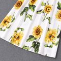 Family Matching Sunflowers Floral Print Cross Wrap V Neck Sleeveless Ruffle Dresses and Short Raglan-sleeve Splicing T-shirts Sets Ginger