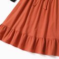 100% Cotton Color Block Long-sleeve Belted Dress for Mom and Me ColorBlock