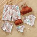 Family Matching All Over Plant Print Two Piece Swimsuits Brown