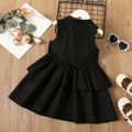 Toddler Girl Button Design Sleeveless Layered Black Dress Black
