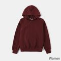Family Matching Solid Cable Knit Textured Long-sleeve Hoodies darkred