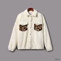 Family Matching Double-sided Fluffy Fleece Lapel Long-sleeve Splicing Leopard Jackets OffWhite