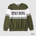 Letter Print Army Green Family Matching Long-sleeve Crewneck Sweatshirts Army green image 2