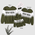 Letter Print Army Green Family Matching Long-sleeve Crewneck Sweatshirts Army green image 1