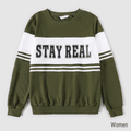 Letter Print Army Green Family Matching Long-sleeve Crewneck Sweatshirts Army green image 5