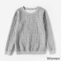 Family Matching Grey Letter Textured Long-sleeve Crewneck Sweatshirts MiddleAsh