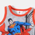 Justice League 2-piece Kid Boy Figure Print Tank Top and Elasticized Colorblock Shorts Set flowergrey
