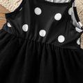 Baby Girl Polka Dots Black Sleeveless Spaghetti Strap Mesh Dress Black
