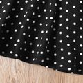 2-piece Kid Girl Square Neck Short-sleeve White Tee and Polka dots Skirt Set BlackandWhite