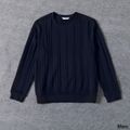 Family Matching Solid Crewneck Long-sleeve Cable Knit Pullovers Color block