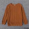 Family Matching Solid Crewneck Long-sleeve Cable Knit Pullovers Color block