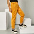 Kid Girl Solid Color Textured Elasticized Casual Pants Ginger