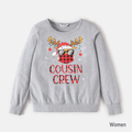 Christmas Reindeer and Letter Print Family Matching Grey Long-sleeve T-shirts Sweatshirts Grey