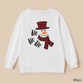 Christmas Snowman Print Cotton Long-sleeve Family Matching Sweatshirts White