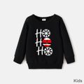 Christmas Family Matching 100% Cotton Letter & Snowflake Print Long-sleeve Sweatshirts Black image 4