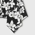 Family Matching Black Splicing Floral Print Short-sleeve Dresses and T-shirts Sets BlackandWhite
