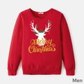 Merry Christmas Antlers Print Family Matching Red Long-sleeve Sweatshirts Red image 2