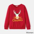 Merry Christmas Antlers Print Family Matching Red Long-sleeve Sweatshirts Red image 3