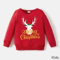 Merry Christmas Antlers Print Family Matching Red Long-sleeve Sweatshirts Red image 4