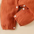100% Cotton Button and Pocket Design Short-sleeve Orange Baby Romper Brick red