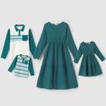Crepe Solid or Stripe Print Family Matching Blue Green Sets Turquoise