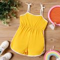 Kid Girl Striped Bowknot Design Strap Rompers Yellow