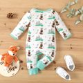 Fox and Forest Allover Long-sleeve White Baby Jumpsuit White