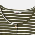 Family Matching Striped Short-sleeve Dresses and Letter Dinosaur Print T-shirts Sets Army green image 3
