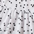 Polka Dots Print Bow Decor Flutter-sleeve White Toddler Dress White