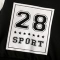 2pcs Letter and Number Print Long-sleeve Pullover Top and Sweatpants Casual Pants Black and White Toddler Set Black