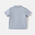 Batman Toddler Boy Letter Figure Print Pocket Design Lapel Collar Short-sleeve Shirt Grey