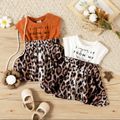 Baby Girl 95% Cotton Sleeveless Faux-two Letter Print Splicing Leopard Dress Ginger image 2