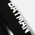 Conjunto de calças elásticas com estampa de letras e camiseta de manga curta com estampa de figura infantil batman 2 peças Preto