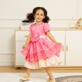 Ramadan Collection Floral Embroidery Bow and Pearl Decor Short-sleeve Pink or Cameo Brwon Toddler Dress Hot Pink