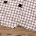 Baby Girl 100% Cotton Flutter-sleeve Peter Pan Collar Double Breasted Plaid Dress Color block