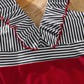 Family Matching Striped Swim Trunks Shorts and Ruffle Splicing One-Piece Swimsuit REDWHITE